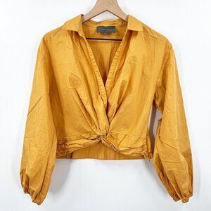 Anthropologie Sunday In Brooklyn Twist-Front V-Neck Blouse In Gold